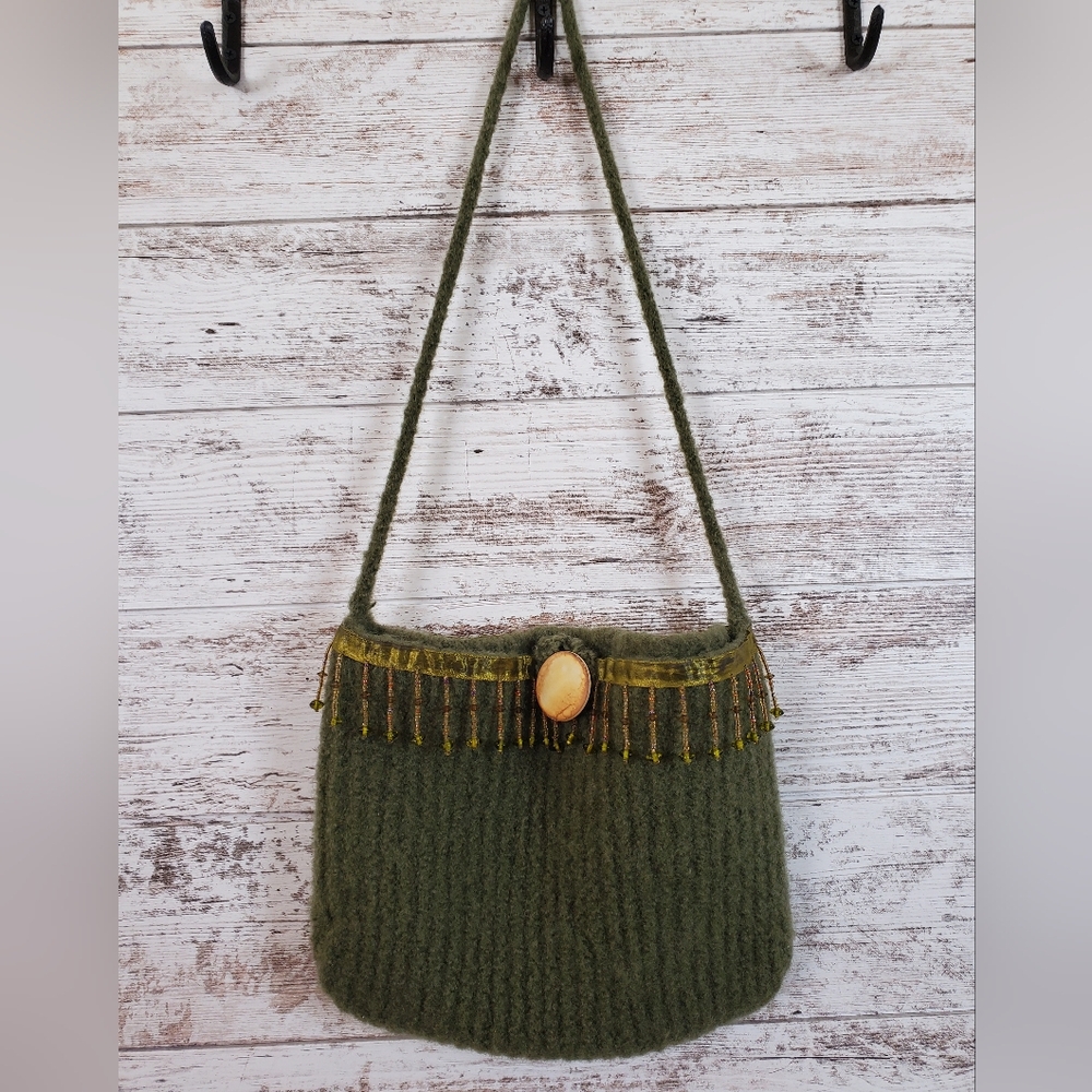 OOAK Wool Felted Crossbody Bag